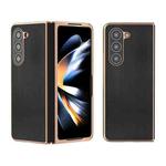 For Samsung Galaxy Z Fold5 Genuine Leather Xiaoya Series Nano Plating Phone Case(Black)