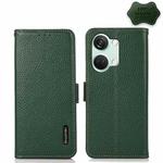 For OnePlus Nord 3 KHAZNEH Side-Magnetic Litchi Genuine Leather RFID Phone Case(Green)