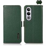 For OnePlus CE4 5G Global KHAZNEH Side-Magnetic Litchi Genuine Leather RFID Phone Case(Green)