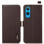 For OnePlus CE4 Lite KHAZNEH Side-Magnetic Litchi Genuine Leather RFID Phone Case(Brown)