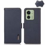 For Motorola Edge 40 KHAZNEH Side-Magnetic Litchi Genuine Leather RFID Phone Case(Blue)