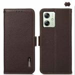 For Motorola Moto G64 5G KHAZNEH Side-Magnetic Litchi Genuine Leather RFID Phone Case(Brown)