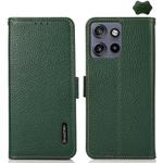 For Motorola Edge 50 Neo KHAZNEH Side-Magnetic Litchi Genuine Leather RFID Phone Case(Green)