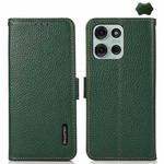 For Motorola Moto G75 5G KHAZNEH Side-Magnetic Litchi Genuine Leather RFID Phone Case(Green)