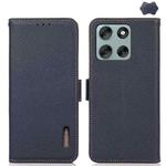 For Motorola Moto G56 5G KHAZNEH Side-Magnetic Litchi Genuine Leather RFID Phone Case(Blue)