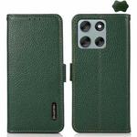 For Motorola Moto G56 5G KHAZNEH Side-Magnetic Litchi Genuine Leather RFID Phone Case(Green)