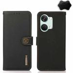 For OnePlus Nord 3 KHAZNEH Custer Genuine Leather RFID Phone Case(Black)