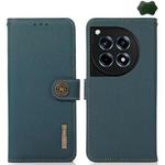 For OnePlus 12R KHAZNEH Custer Genuine Leather RFID Phone Case(Green)