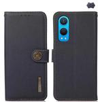 For OnePlus CE4 Lite KHAZNEH Custer Genuine Leather RFID Phone Case(Blue)