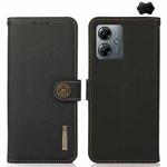 For Motorola Moto G14 4G KHAZNEH Custer Genuine Leather RFID Phone Case(Black)