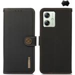 For Motorola Moto G54 5G KHAZNEH Custer Genuine Leather RFID Phone Case(Black)