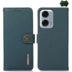 For Motorola Moto G24 KHAZNEH Custer Genuine Leather RFID Phone Case(Green)