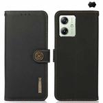 For Motorola Moto G64 5G KHAZNEH Custer Genuine Leather RFID Phone Case(Black)