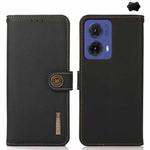 For Motorola Moto G85 KHAZNEH Custer Genuine Leather RFID Phone Case(Black)