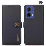 For Motorola Moto G85 KHAZNEH Custer Genuine Leather RFID Phone Case(Blue)