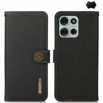 For Motorola Moto G75 5G KHAZNEH Custer Genuine Leather RFID Phone Case(Black)