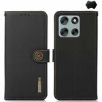 For Motorola Moto G56 5G KHAZNEH Custer Genuine Leather RFID Phone Case(Black)