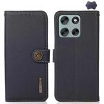 For Motorola Moto G56 5G KHAZNEH Custer Genuine Leather RFID Phone Case(Blue)