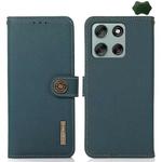 For Motorola Moto G56 5G KHAZNEH Custer Genuine Leather RFID Phone Case(Green)
