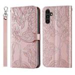 For Samsung Galaxy A25 5G Life Tree Embossing Pattern Leather Phone Case(Rose Gold)