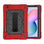 For Samsung Galaxy Tab S6 Lite P610 Contrast Color Robot Shockproof Silicon + PC Protective Case with Holder & Pen Slot(Red Black)