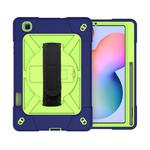 For Samsung Galaxy Tab S6 Lite P610 Contrast Color Robot Shockproof Silicon + PC Protective Case with Holder & Pen Slot(Navy Olivine)