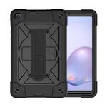 For Samsung Galaxy Tab A8.4 (2020) T307 Contrast Color Robot Shockproof Silicon + PC Protective Case with Holder & Pen Slot(Black)