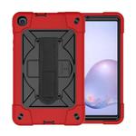 For Samsung Galaxy Tab A8.4 (2020) T307 Contrast Color Robot Shockproof Silicon + PC Protective Case with Holder & Pen Slot(Red Black)