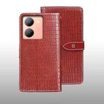 For vivo Y78 5G idewei Crocodile Texture Leather Phone Case(Red)