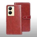 For vivo V29 Lite 5G idewei Crocodile Texture Leather Phone Case(Red)