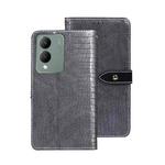 For vivo Y17s 4G Global idewei Crocodile Texture Leather Phone Case(Grey)