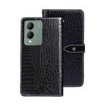 For vivo Y17s 4G Global idewei Crocodile Texture Leather Phone Case(Black)