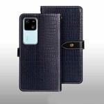 For vivo V30 idewei Crocodile Texture Leather Phone Case(Dark Blue)