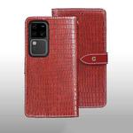 For vivo V30 Pro idewei Crocodile Texture Leather Phone Case(Red)