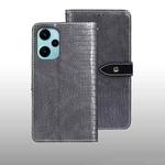 For Xiaomi Poco F5 5G idewei Crocodile Texture Leather Phone Case(Grey)