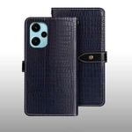 For Xiaomi Poco F5 5G idewei Crocodile Texture Leather Phone Case(Dark Blue)