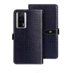 For Xiaomi Poco F5 Pro 5G idewei Crocodile Texture Leather Phone Case(Dark Blue)