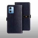 For Xiaomi Redmi Note 12 4G Global idewei Crocodile Texture Leather Phone Case(Dark Blue)