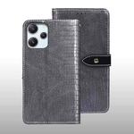 For Xiaomi Redmi 12 4G idewei Crocodile Texture Leather Phone Case(Grey)