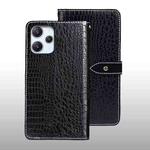 For Xiaomi Redmi 12 4G idewei Crocodile Texture Leather Phone Case(Black)