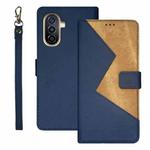 For Huawei nova Y71 idewei Two-color Splicing Leather Phone Case(Blue)