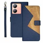 For vivo Y78 5G idewei Two-color Splicing Leather Phone Case(Blue)