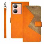 For vivo Y78 5G idewei Two-color Splicing Leather Phone Case(Orange)