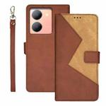 For vivo Y78 5G idewei Two-color Splicing Leather Phone Case(Brown)