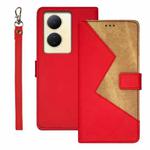 For vivo Y78 5G Global idewei Two-color Splicing Leather Phone Case(Red)