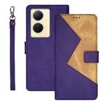 For vivo Y78 5G Global idewei Two-color Splicing Leather Phone Case(Purple)