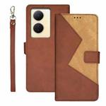 For vivo V29 Lite 5G idewei Two-color Splicing Leather Phone Case(Brown)