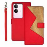 For vivo S17 idewei Two-color Splicing Leather Phone Case(Red)