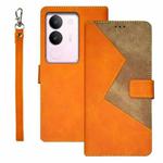 For vivo S17 idewei Two-color Splicing Leather Phone Case(Orange)