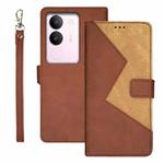 For vivo S17 idewei Two-color Splicing Leather Phone Case(Brown)